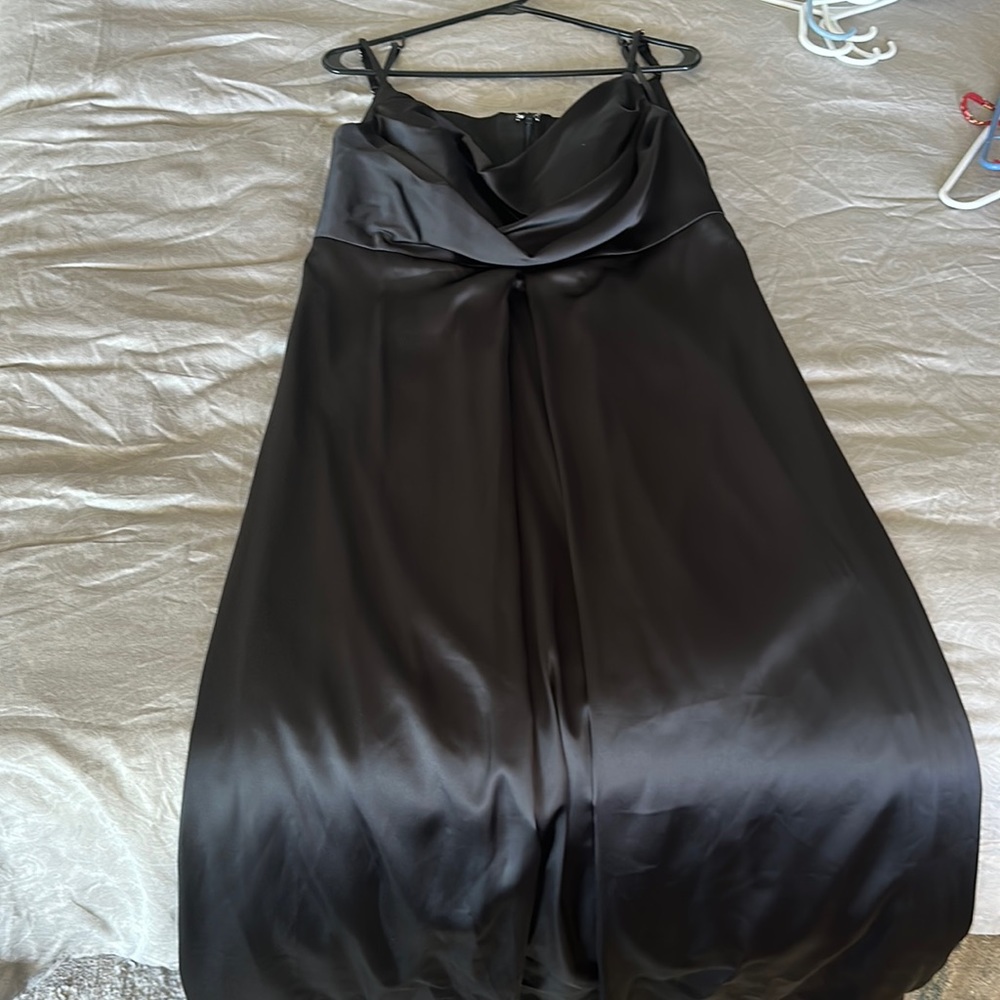 COPY - Black Satin Revelry Dress. Size 16. Hemmed to fit 5’7”.